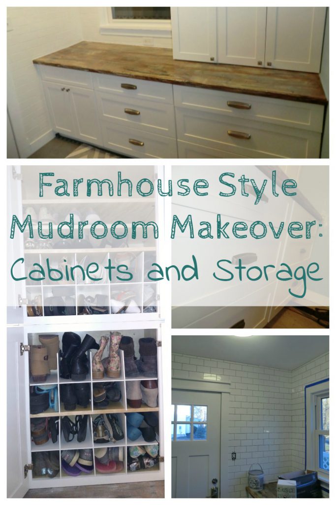 farmhouse mudroom makeover cabinets storage