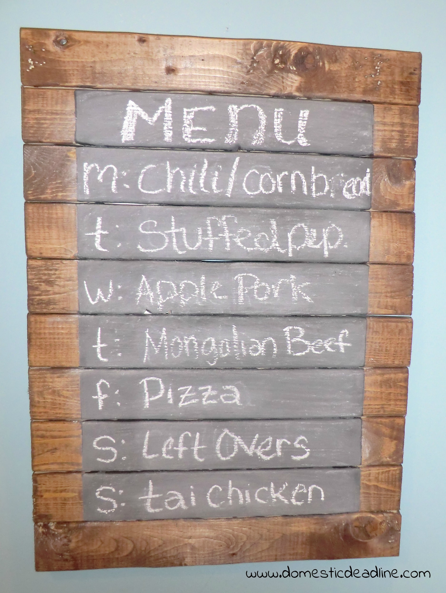 Rustic Chalkboard Menu Board