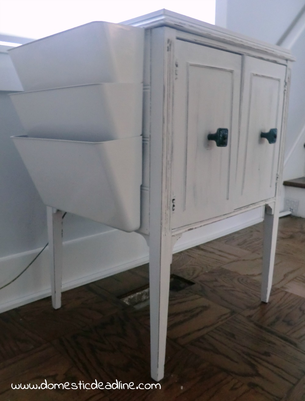 How to Turn an End Table into a Mini Office with Tile Top