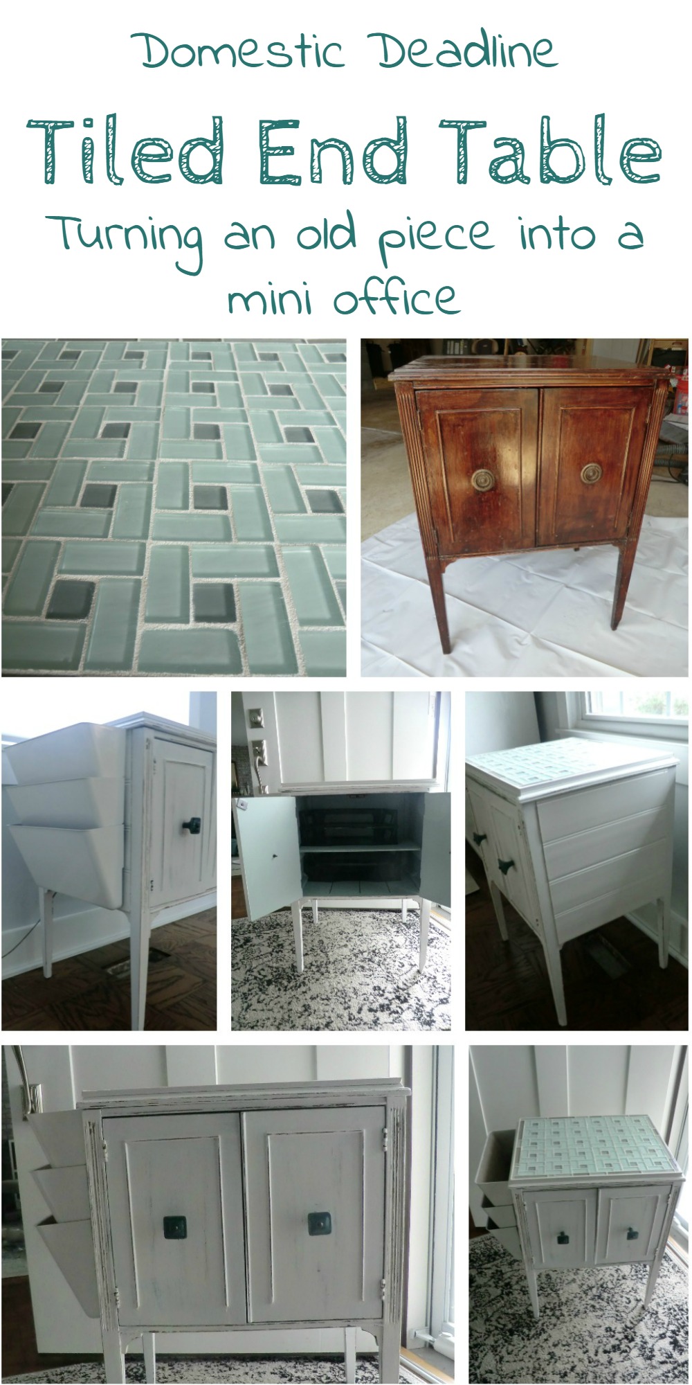 How to Turn an End Table into a Mini Office with Tile Top