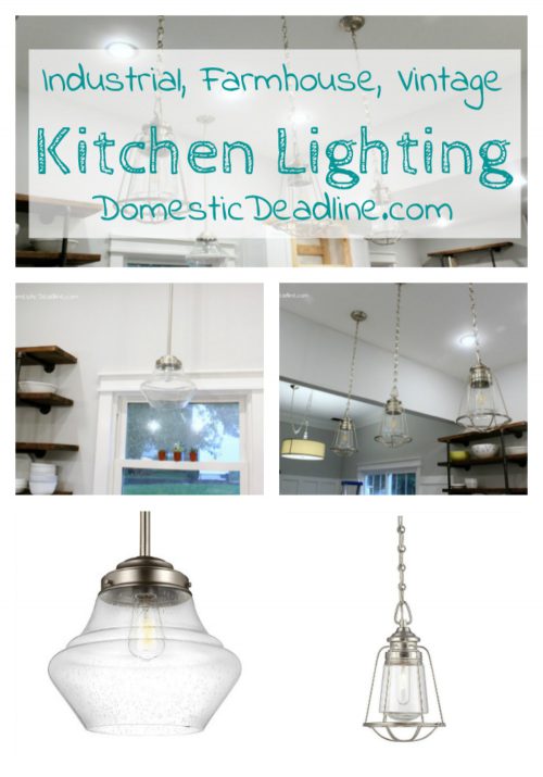 The pendant lights are pulling my fixer upper kitchen together. Combining brushed nickel and glass into the vintage, industrial, farmhouse look I love