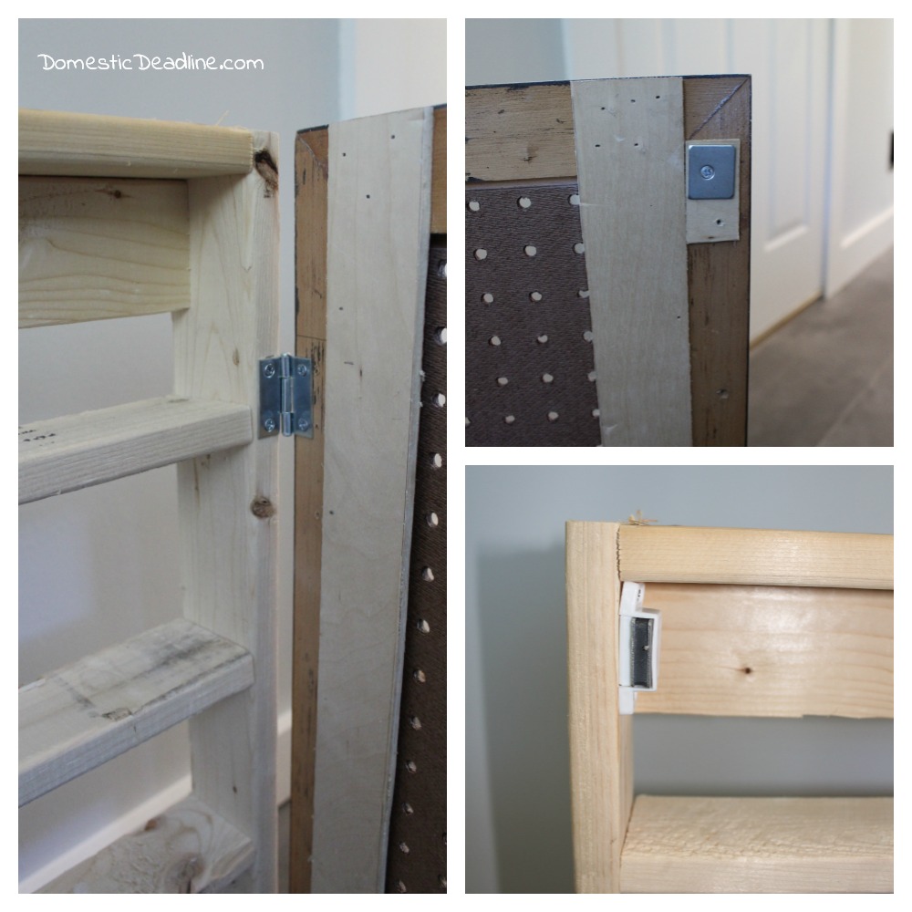 Using an old frame, a piece of pegboard and some scrap lumber I'll show you how I created a cabinet to store paint and organize craft supplies - Domestic Deadline