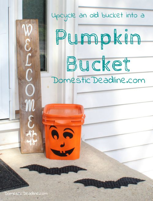 Upcycle an old kitty litter bucket into a fun and festive Halloween decoration, and use it for storage of decorations the rest of the year! - Domestic Deadline