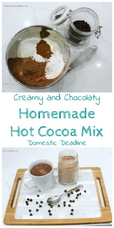 Keep a batch of this creamy and chocolaty homemade hot cocoa mix on hand for the perfect treat anytime. Just add hot water! - Domestic Deadline