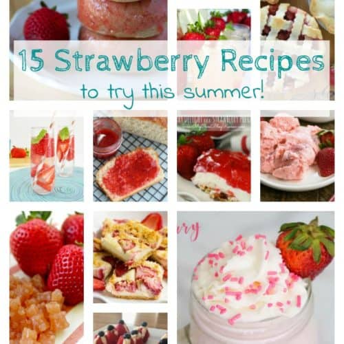 It's strawberry season! If you're like me and love strawberries here are 15 strawberry recipes for you to try this summer. From beverages to salads. Plus lots of strawberry desserts! http://domesticdeadline.com