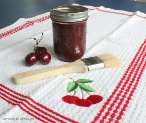 Using fresh cherries to make a sweet and tangy cherry barbecue sauce great for pork or chicken. Can the sauce and use all year long www.domesticdeadline.com