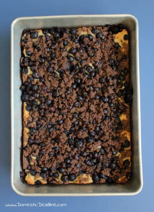 This yummy blueberry coffee cake is divine drizzled with lemon glaze. Not only is it gluten-free, but so yummy the gluten eaters will never know! www.domesticdeadline.com