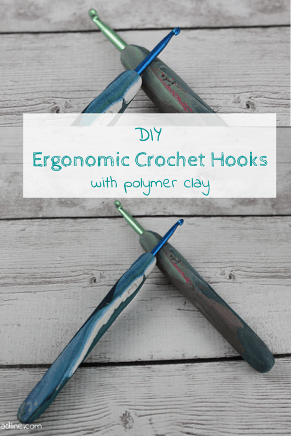 DIY ergonomic crochet hooks using polymer clay. Make your own to reduce fatigue. www.domesticdeadline.com