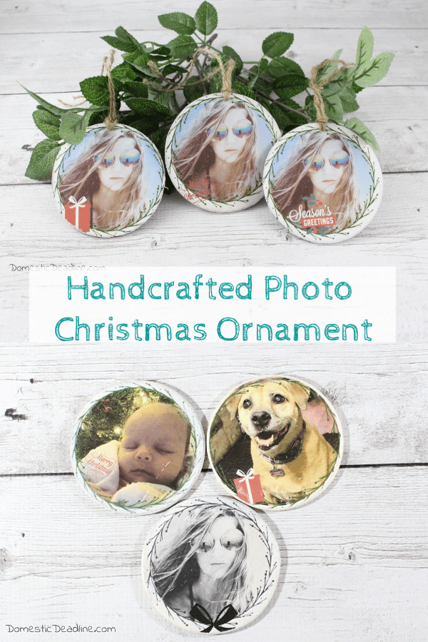 Make a personalized gift for someone special! A photo wood transfer is a memoral gift and not just for Christmas but year round. Or order a personalized ornament with your own photo, ready to give in a cloth gift bag. www.domesticdeadline.com
