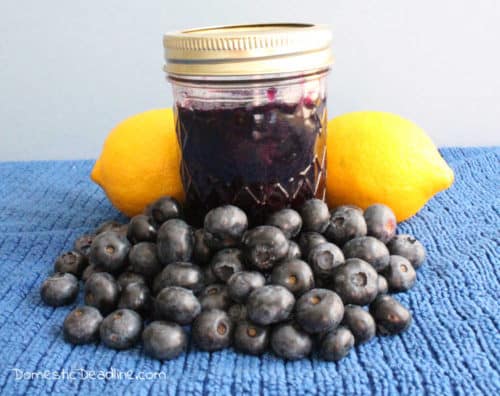 Jar of blueberry lemon preserves