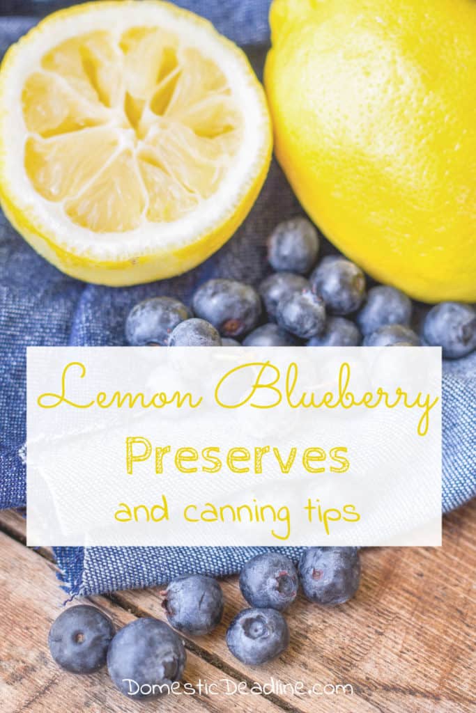 Learn how to make homemade lemon blueberry preserves with or without pectin. Plus canning tips! Low sugar and tasty year-round. DomesticDeadline.com