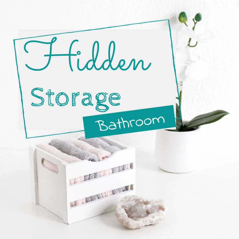 Learn how I found hidden bathroom storage behind the walls and customized our Industrial Farmhouse styled hall bathroom to maximize a small space DomesticDeadline.com