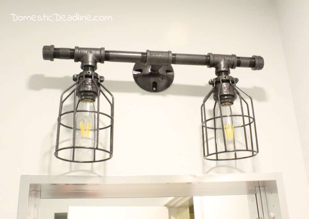 Diy Industrial Pipe Light Fixture, Black Pipe Bathroom Light Fixture