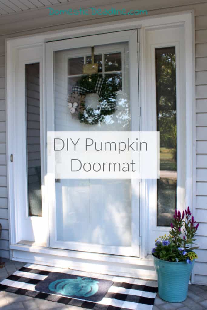 Learn how to make your own pumpkin doormat for only $2 and some basic craft supplies. Customized the fall layered look for your home DomesticDeadline.com