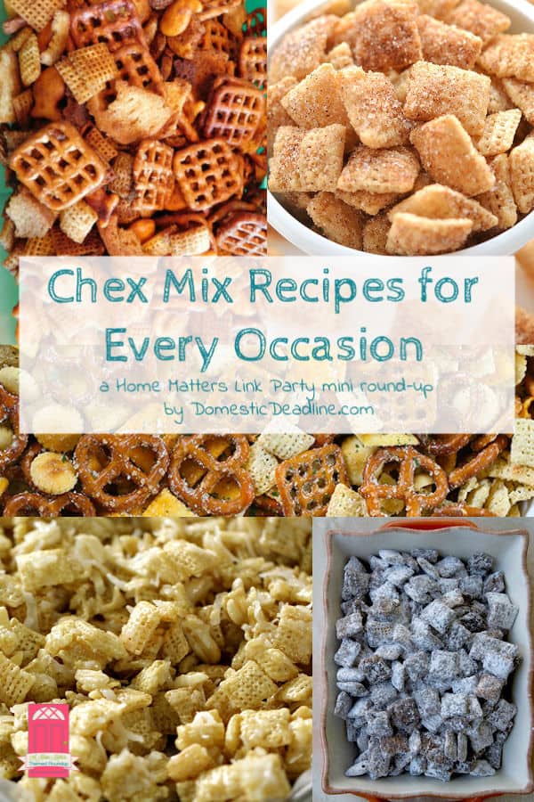 Oh, YUM! Chex Mix Recipes for every occasion. Plus, link up at Home Matters w/ recipes, DIY, decor, more. #ChexMix #ChexMixRecipes #HomeMattersParty