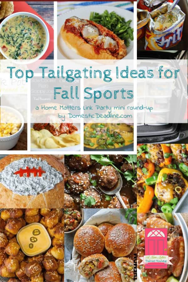 Top tailgating ideas for fall sports at the field or home. Linkup @ Home Matters w/ recipes, DIY, decor, more. #tailgating #FallTailgating #HomeMattersParty DomesticDeadline.com