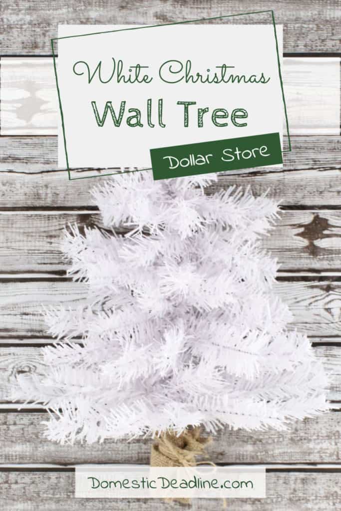 Learn how to make a rustic white Christmas wall tree with dollar store materials. Great for any winter decor, especially for a small space! DomesticDeadline.com