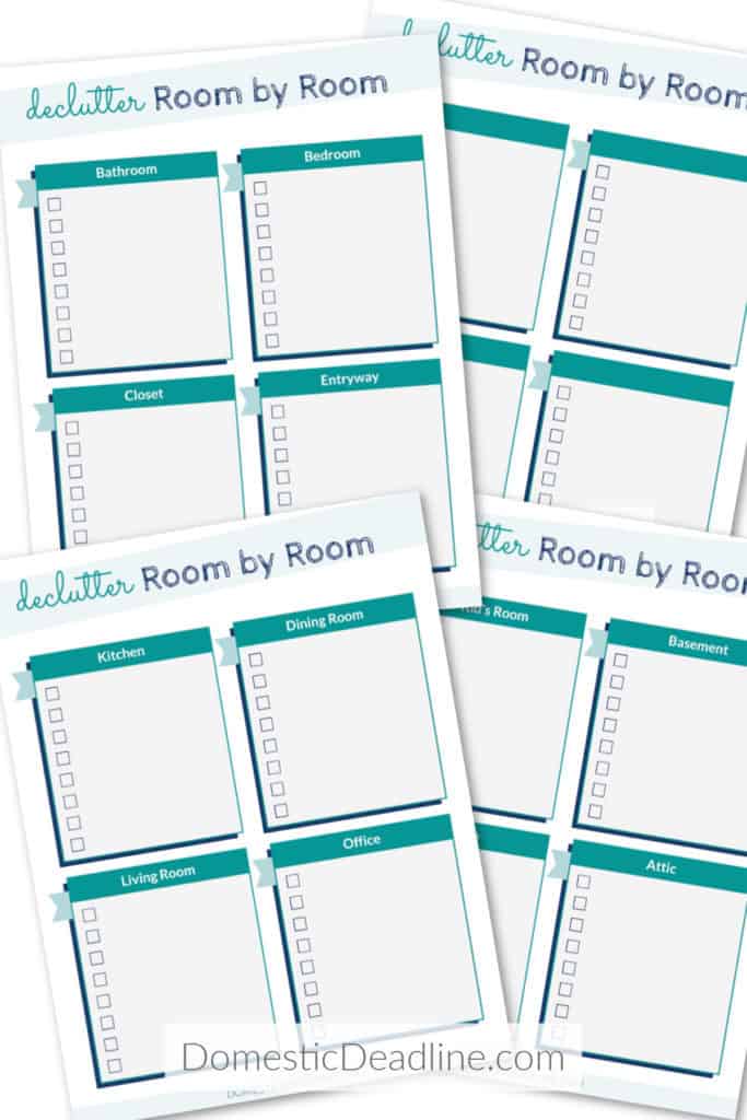 Do you feel like your drowning in clutter? My goal is an organized house. Step one is decluttering. Almost 200 things to declutter with printable guide. DomesticDeadline.com
