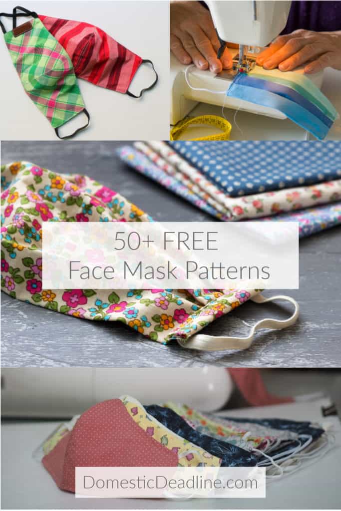 Find the free face mask pattern that works best for your sewing skills to keep you safer during Covid-19 DomesticDeadline.com
