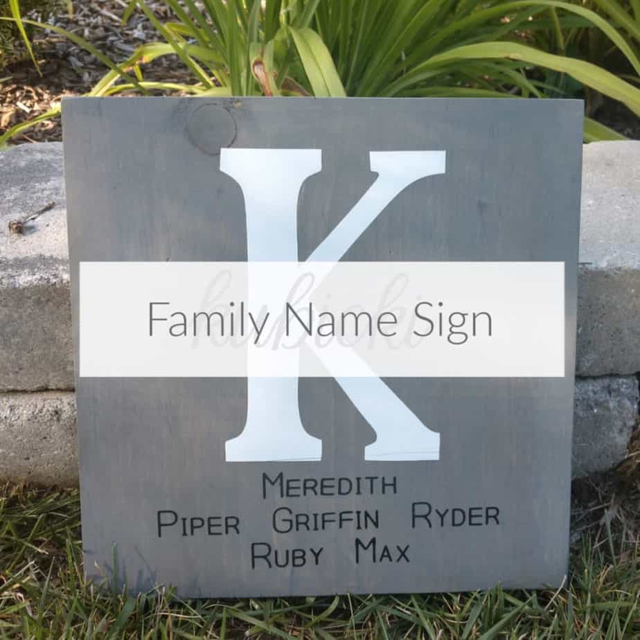 A personalized family name sign makes an excellent Christmas or housewarming gift. Starting on gifts and celebrating Christmas in July. DomesticDeadline.com